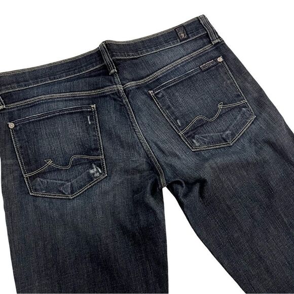 7 for all Mankind Roxanne Dark Wash Mid Rise Slim Jeans - Picture 4 of 7